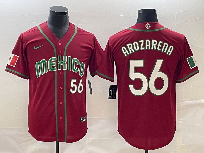 Men 2023 World Cub Mexico 56 Arozarena Red Nike MLB Jersey11
